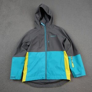 Marmot Jacket Youth Small Gray Blue Yellow Hooded Ski Snowboard Waterproof